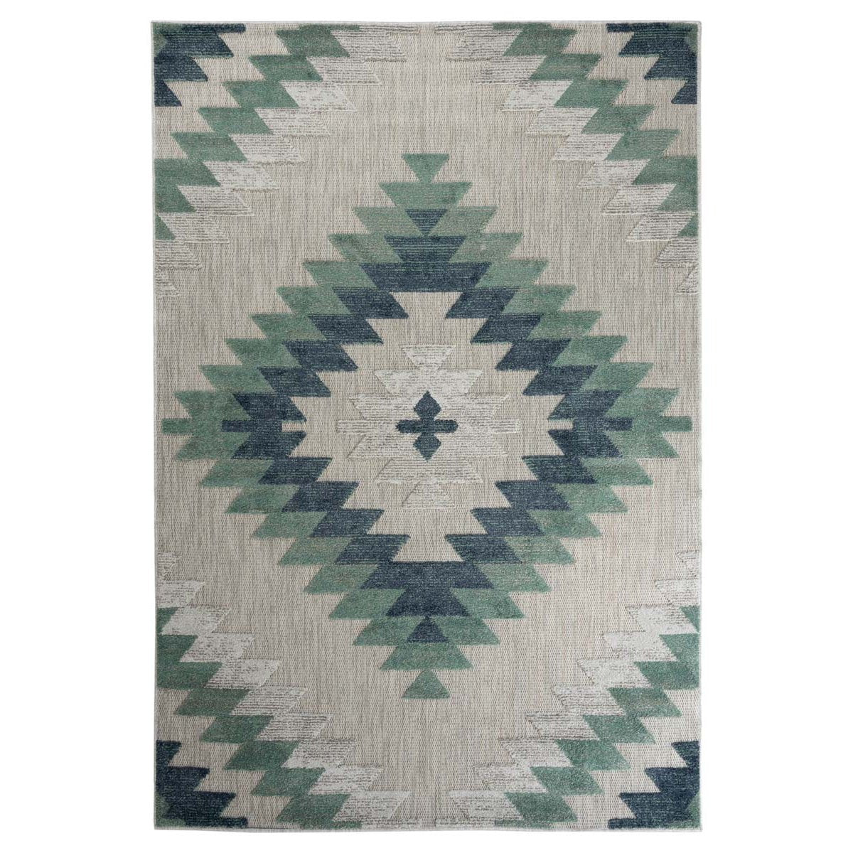 Boho&me Buitenkleed ruit aztek - Verano grijs|mint - 140x200 cm