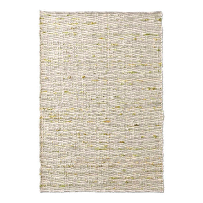Tapeso Wollen loper handweef Oslo - crème|groen - 70x240 cm