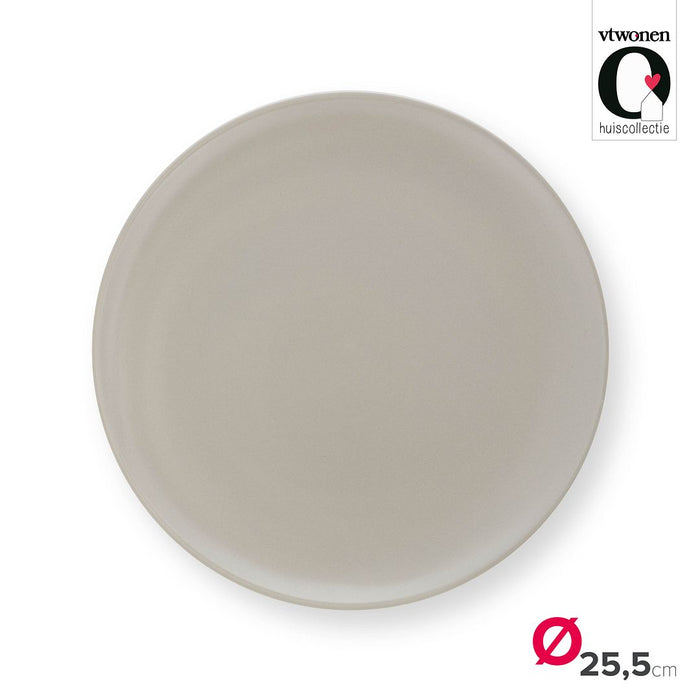 vtwonen Dinerborden - Set van 2 - Porselein - Mat Grijs - Ø25.5cm