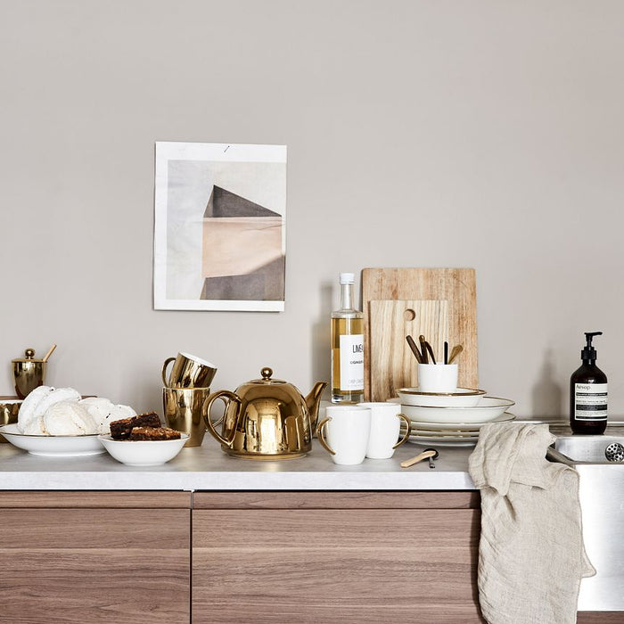 vtwonen Kommen - Set van 4 - Wit|Goud - Porselein - Ø 15cm