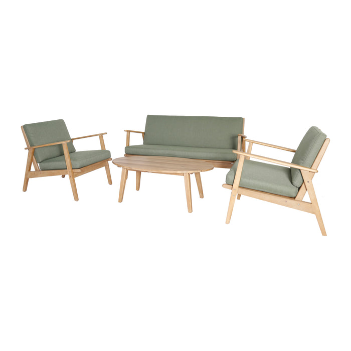 by fonQ Olive Loungeset 2-Zitsbank en Tuinstoelen Acaciahout