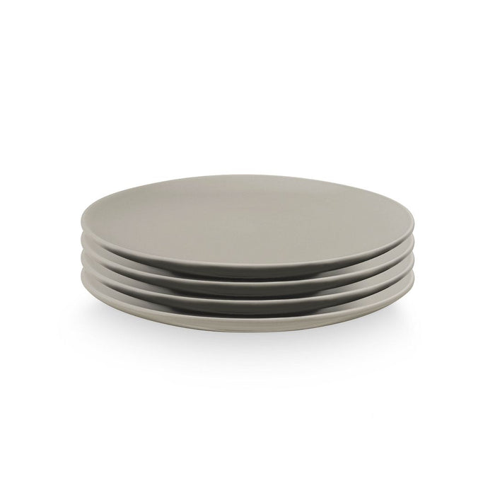 vtwonen Ontbijtborden - Set van 4 - Porselein - Mat Grijs - Ø20cm