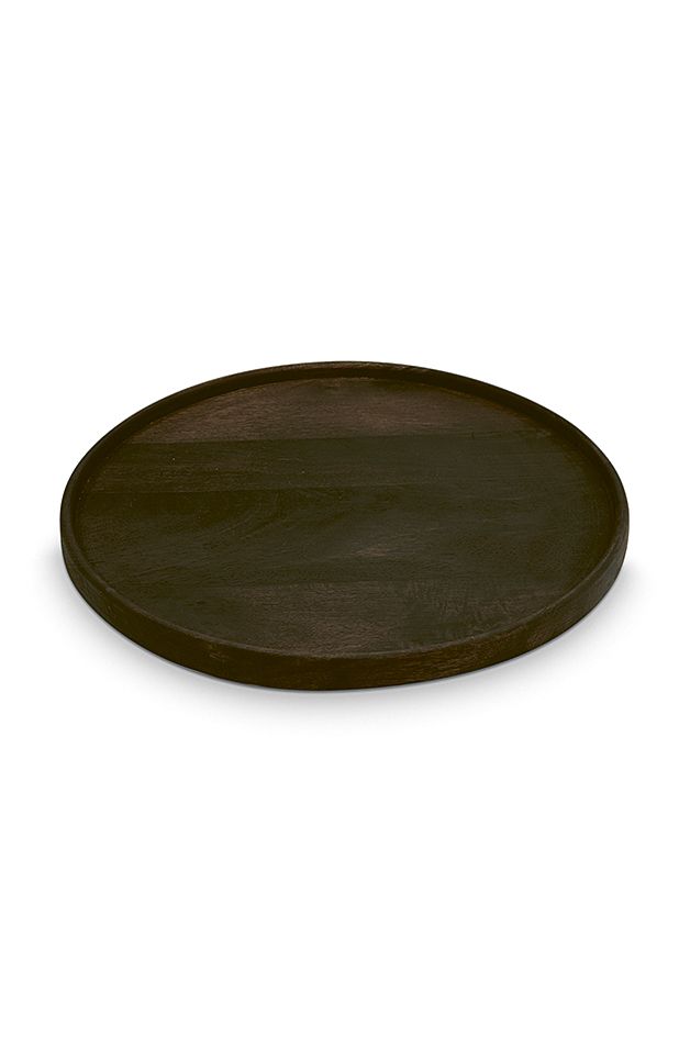 vtwonen Bord - Mango Hout - Zwart - Ø 40cm