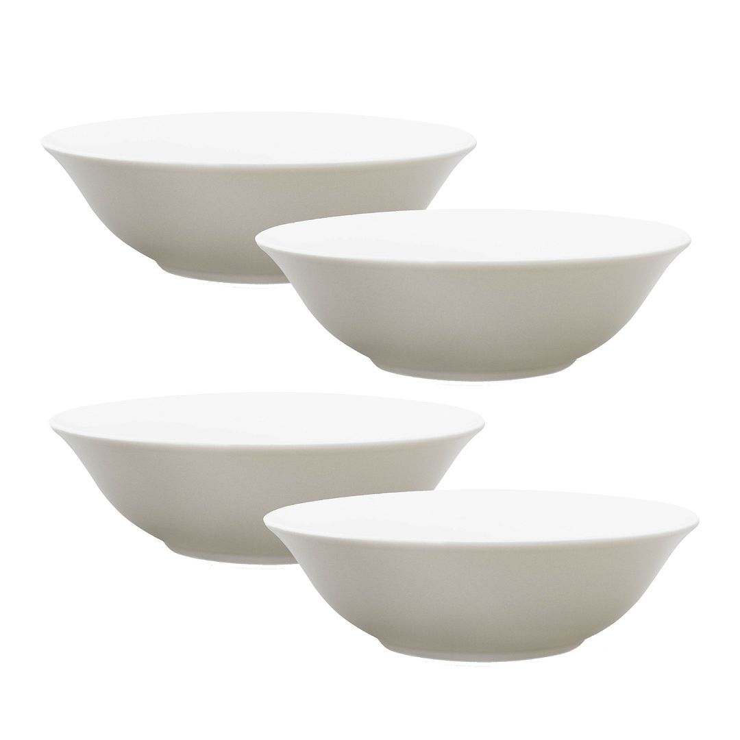 vtwonen Kommen - Set van 4 - Porselein - Mat Grijs|Mat Wit - Ø18cm