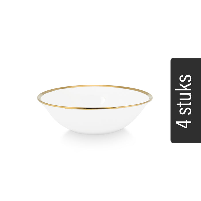 vtwonen Kommen - Set van 4 - Wit|Goud - Porselein - Ø 15cm