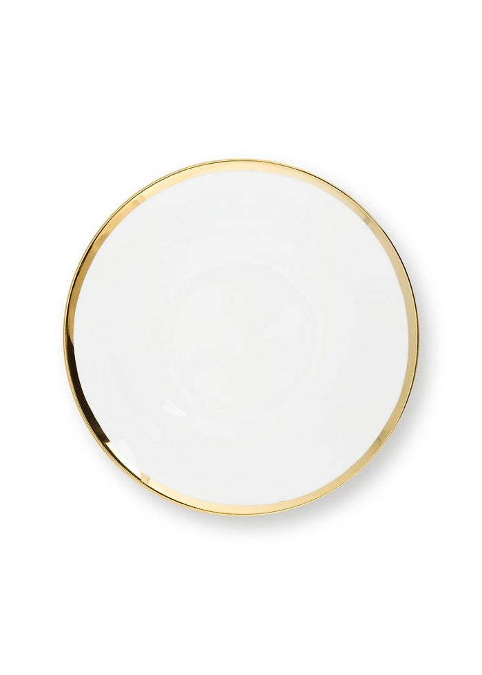 vtwonen Kommen - Set van 4 - Wit|Goud - Porselein - Ø 15cm