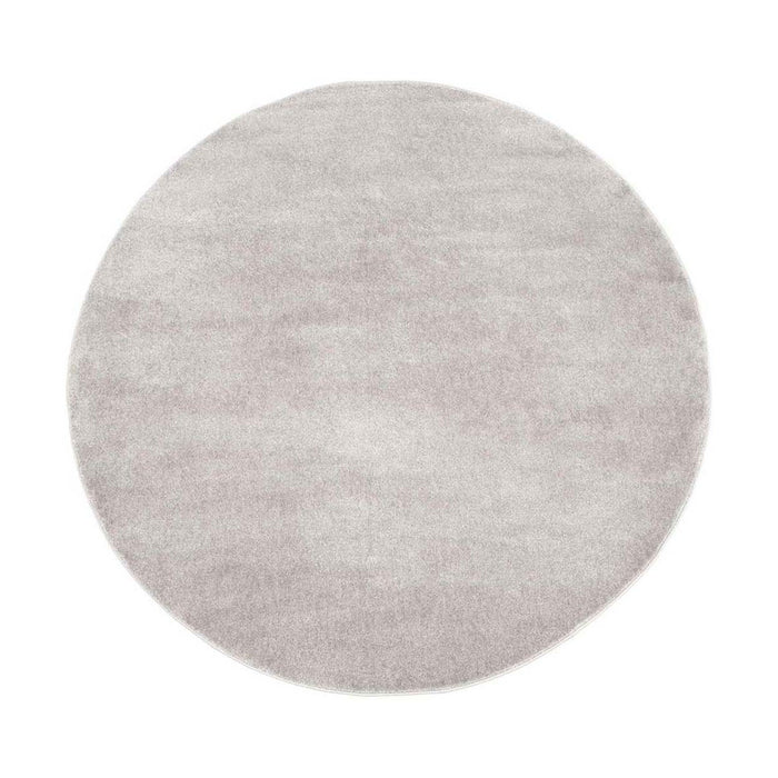 Tapeso Rond vloerkleed effen velours Gala - grijs - 120 cm