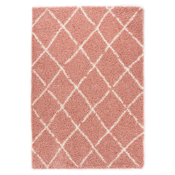 Boho&me Hoogpolig vloerkleed ruiten Habitat - roze|wit - 120x170 cm
