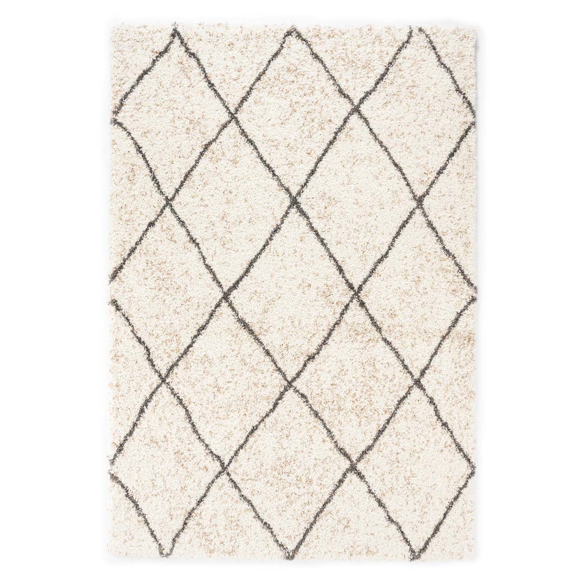 Boho&me Hoogpolig vloerkleed geruit Artisan - wit|grijs - 300x400 cm