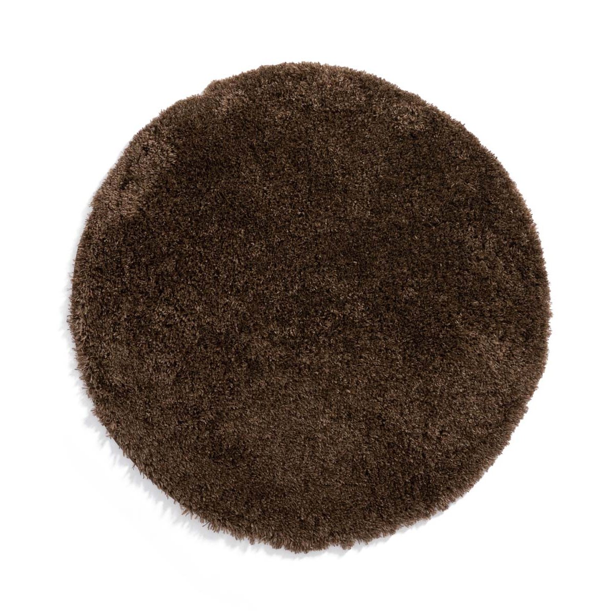 Tapeso Rond hoogpolig vloerkleed - Cozy Shaggy - bruin - 80 cm