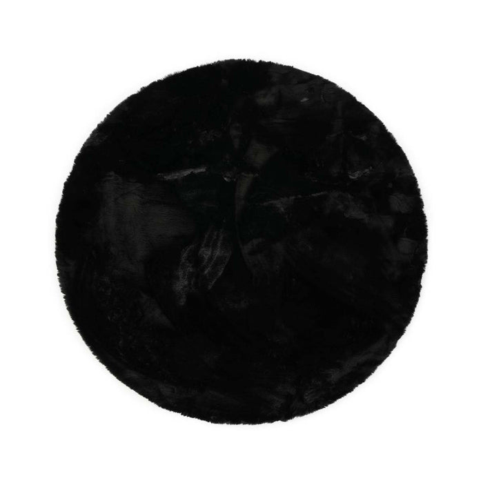 Tapeso Rond hoogpolig vloerkleed - Comfy plus - zwart - 160 cm