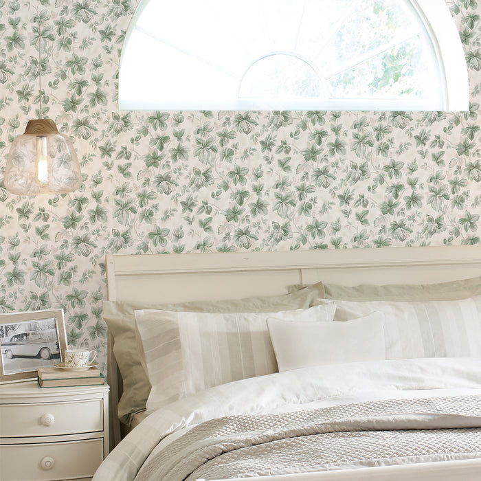 Laura Ashley Autumn Leaves Behang - Bloemen - 10mx52cm - Groen