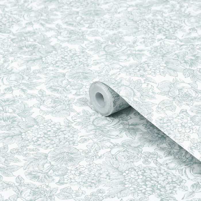 Laura Ashley Louise Behang - Bloemen - 10mx52cm - Blauw