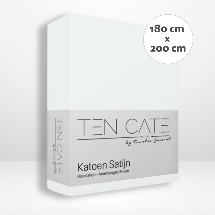 Ten Cate Katoensatijnen Hoeslaken - 180x200 - Wit