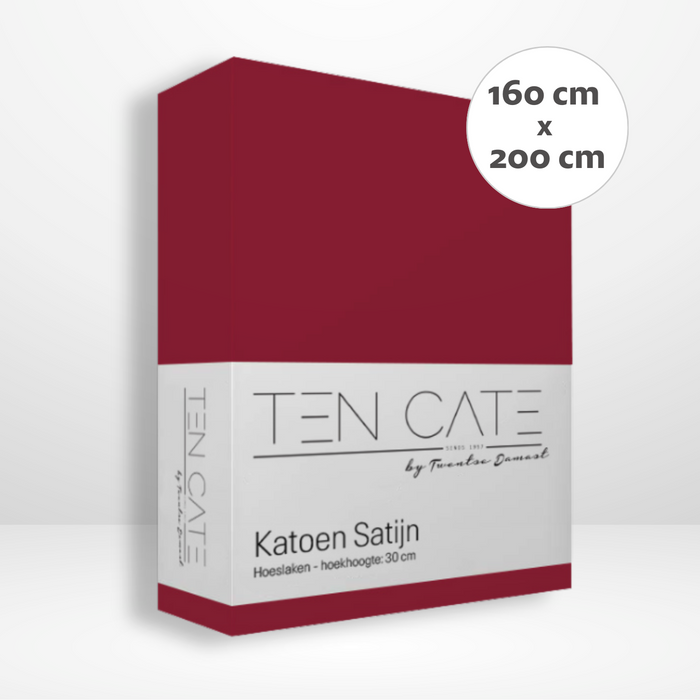 Ten Cate Katoensatijnen Hoeslaken - 160x200 - Rood