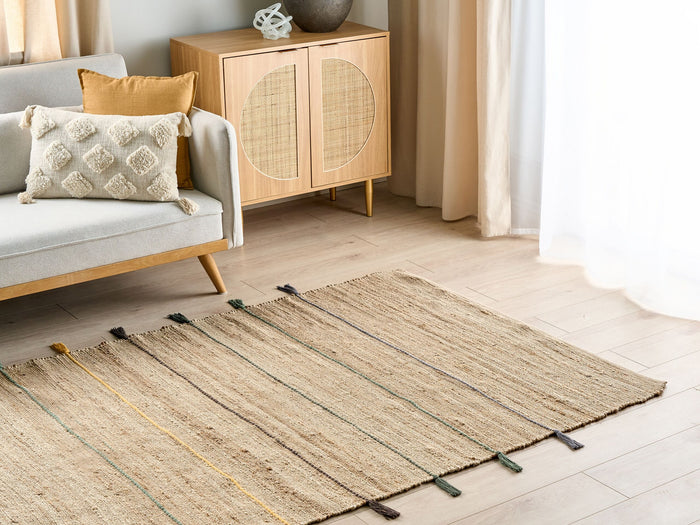 Beliani - RAUTA - Laagpolig vloerkleed - Beige - 140 x 200 cm - Jute