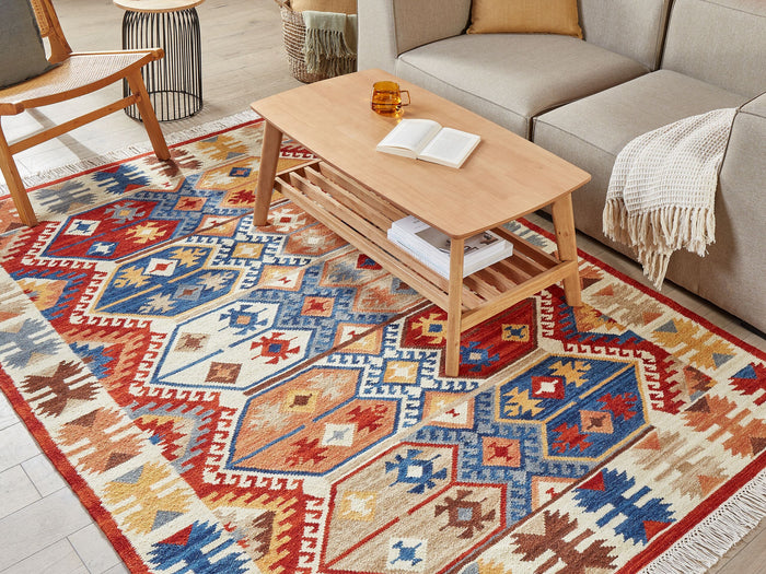 Beliani-VANASHEN-Kelim vloerkleed-Multicolor-160 x 230 cm-Wol