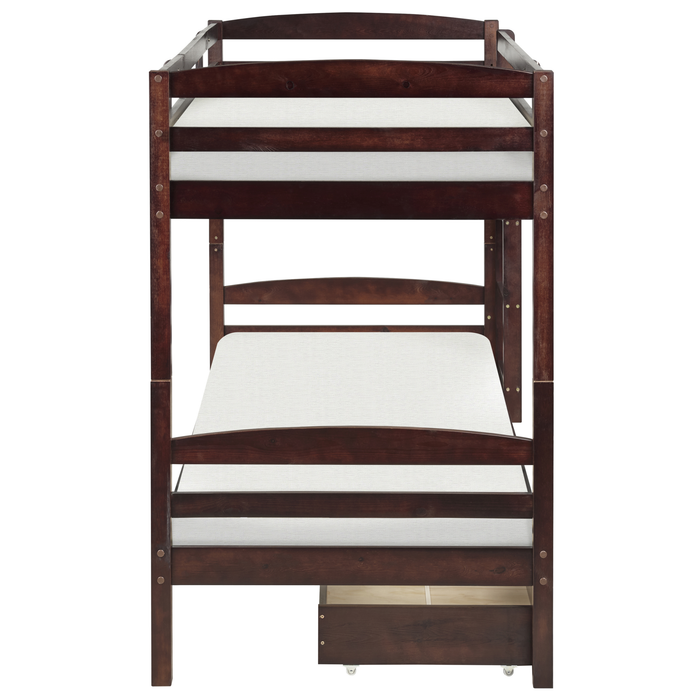 Beliani-REGAT-Stapelbed opbergruimte-Donkerbruin-90 x 200-Grenenhout