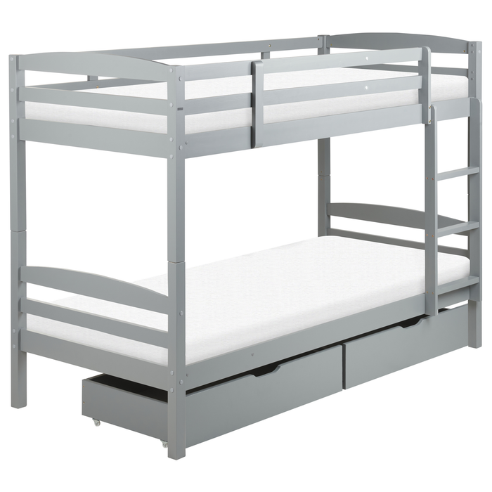 Beliani-REGAT-Stapelbed met opbergruimte-Grijs-90 x 200-Grenenhout