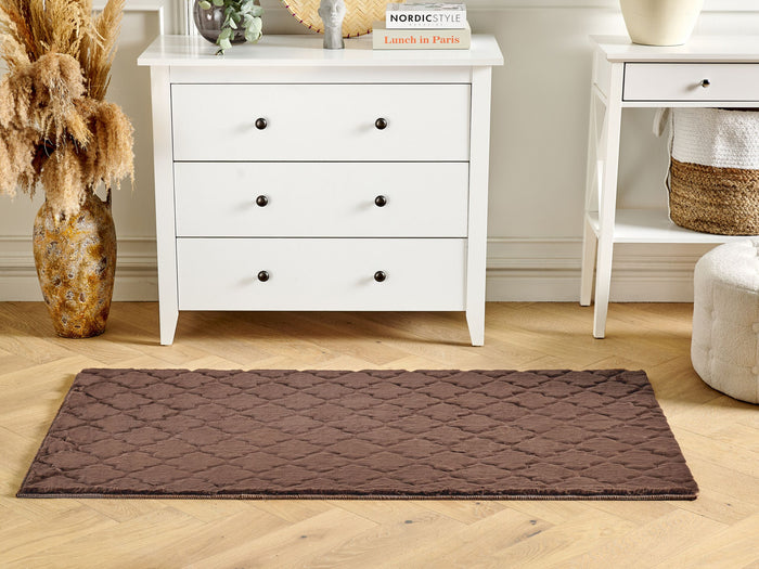 Beliani-GHARO-Hoogpolig vloerkleed-Bruin-80 x 150 cm-Polyester