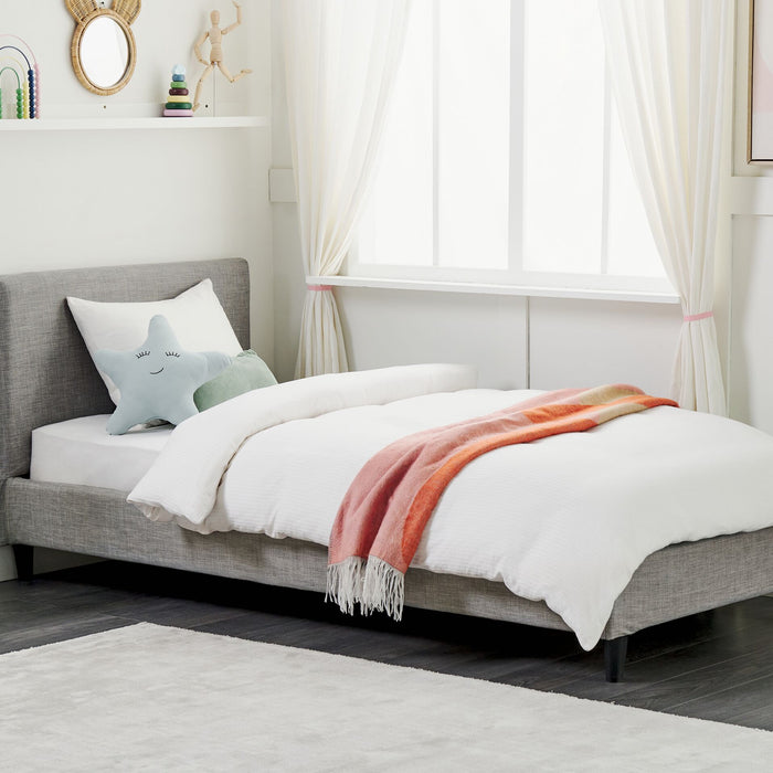 Beliani-FITOU -Eenpersoonsbed-Lichtgrijs-90 x 200 cm-Polyester