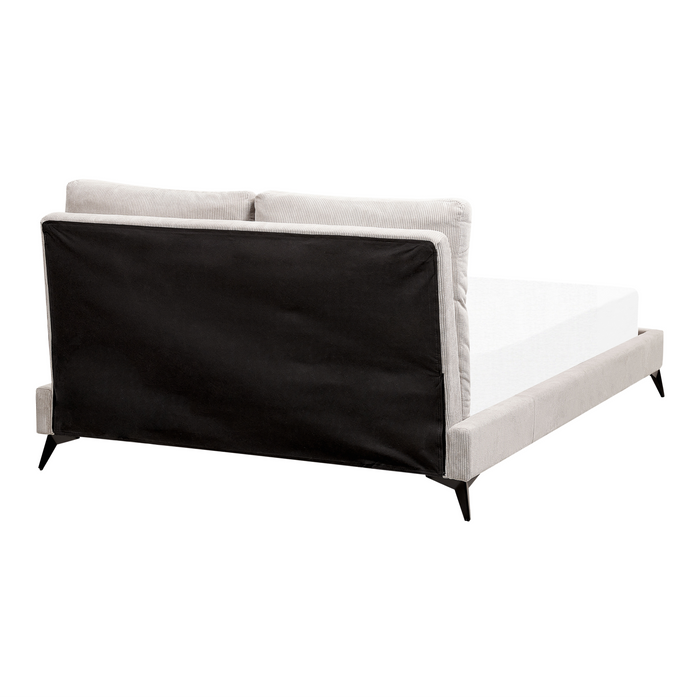 Beliani-MELLE -Tweepersoonsbed-Lichtbeige-140 x 200 cm-Corduroy