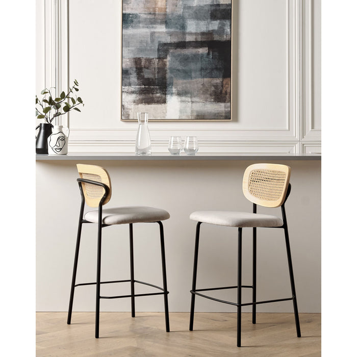 Beliani - MAYETTA - Barkruk set van 2 - Lichtbeige - Polyester