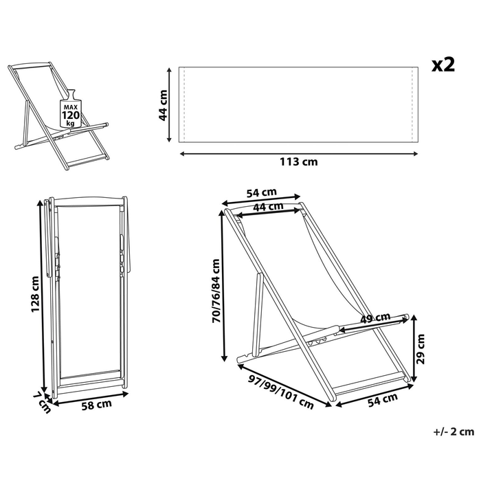 Beliani - ANZIO - Ligbed met 2 vervanghoezen - Multicolor - Polyester