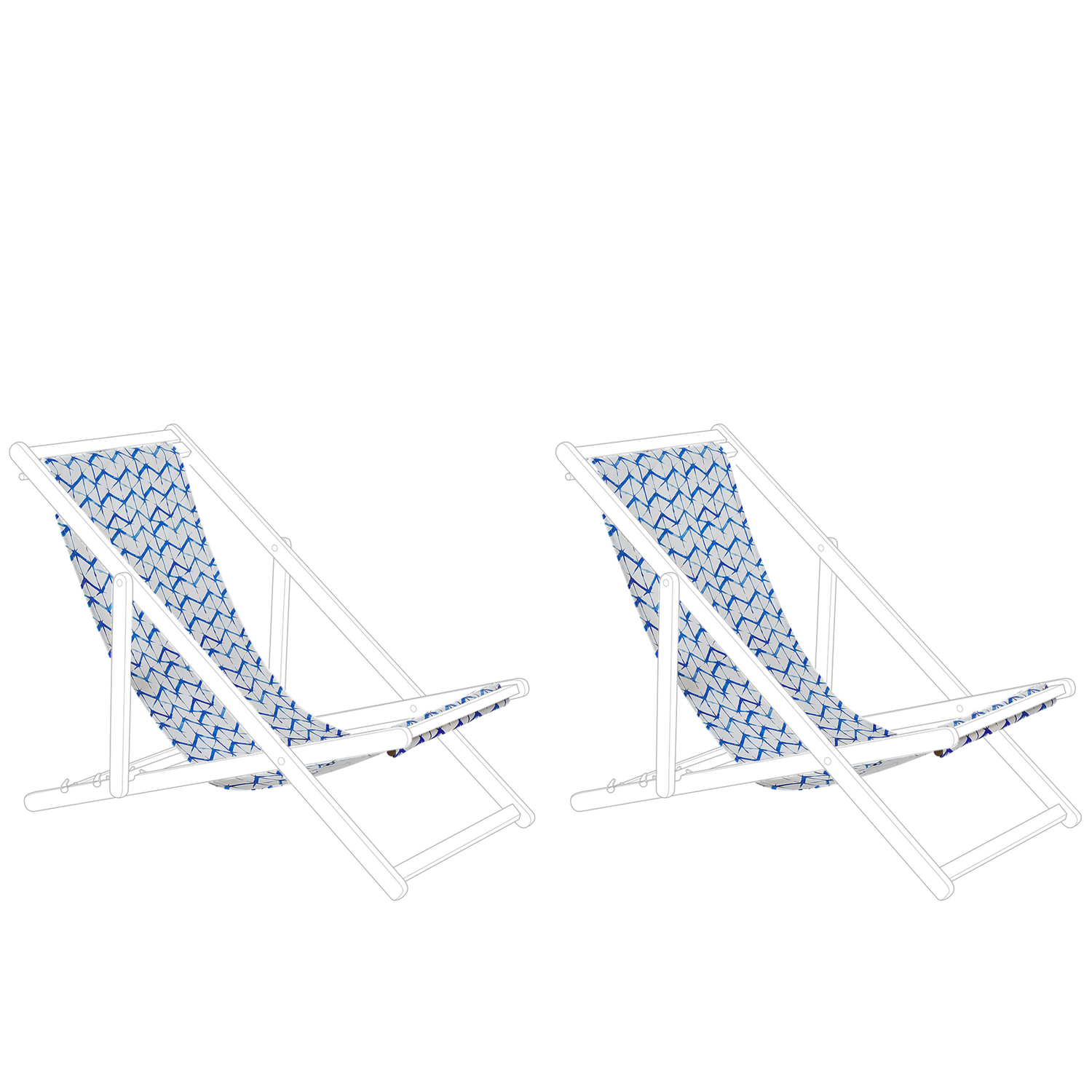 Beliani - ANZIO|AVELLINO - Ligstoel doek set van 2 - Blauw - Polyester