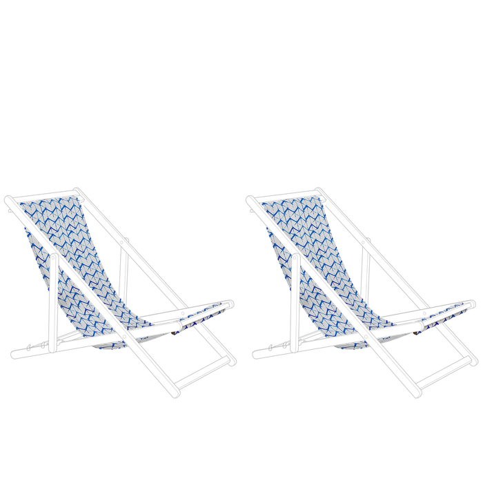 Beliani - ANZIO|AVELLINO - Ligstoel doek set van 2 - Blauw - Polyester