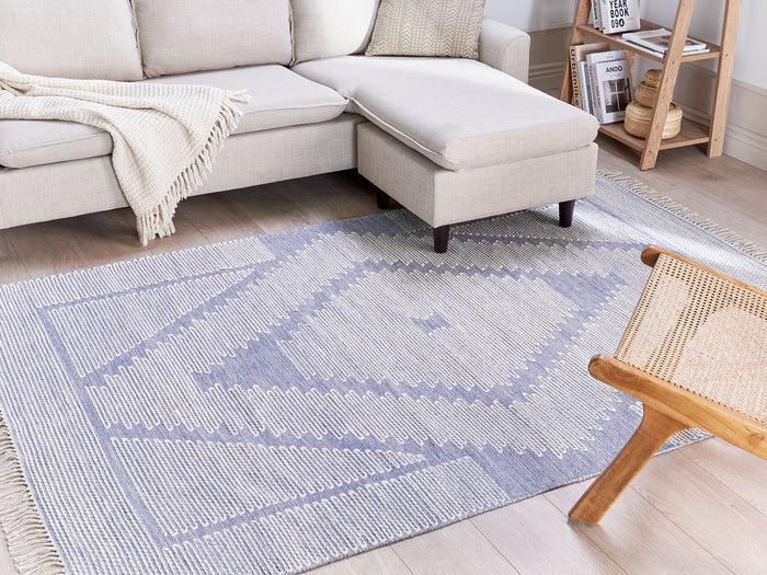 Beliani-ANSAR-Laagpolig vloerkleed-Gebroken wit-160 x 230 cm-Katoen