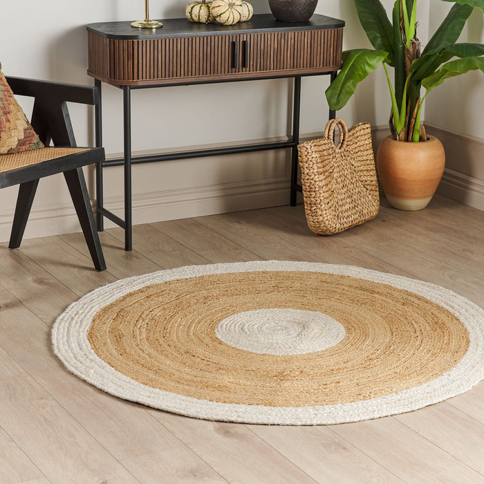 Beliani-YAYALAR-Laagpolig vloerkleed-Gebroken wit- 140 cm-Jute