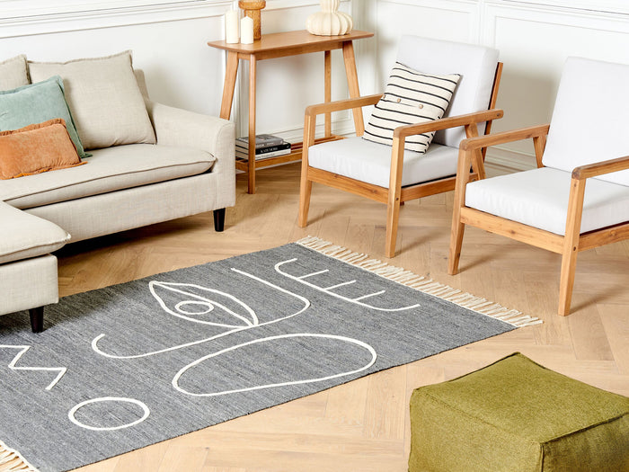 Beliani - YAVU - Vloerkleed - Grijs - 140 x 200 cm - Polyester