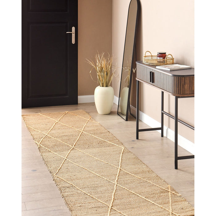 Beliani - YUVACIK - Laagpolig vloerkleed - Beige - 80 x 300 cm - Jute