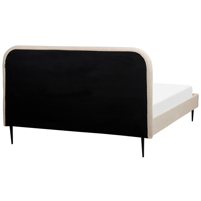 Beliani-FLAYAT -Tweepersoonsbed-Lichtbeige-160 x 200 cm -Bouclé