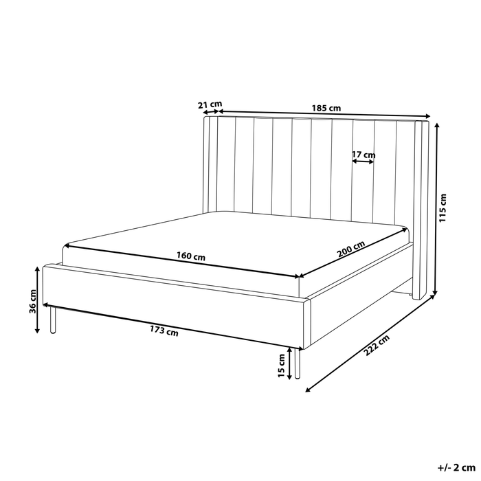 Beliani-VILETTE -Tweepersoonsbed-Lichtbeige-160 x 200 cm-Bouclé