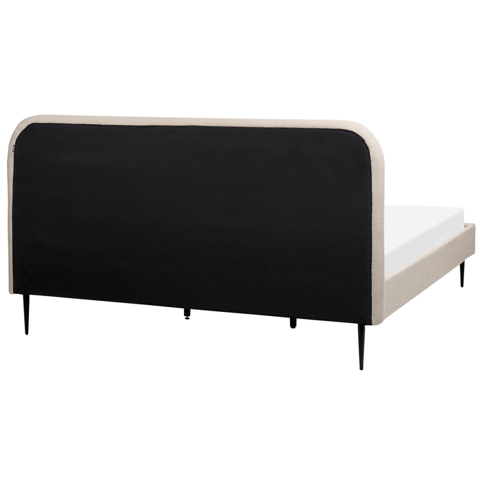 Beliani-FLAYAT -Tweepersoonsbed-Lichtbeige-180 x 200 cm-Bouclé