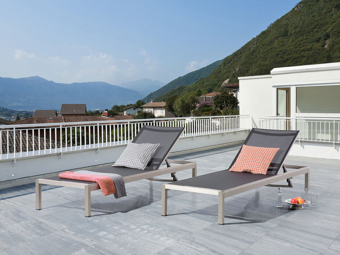 Beliani - FOSSATO - Strandstoel - Zwart - Aluminium