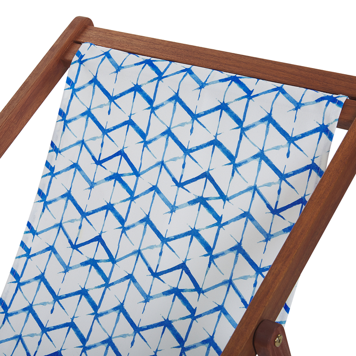 Beliani-ANZIO -Strandstoel set van 2-Donkerhout|Blauw-Polyester