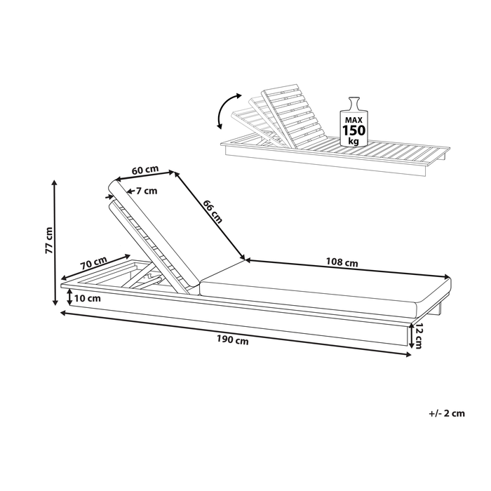 Beliani - GRANARI - Ligstoel - Lichthout|Off-white - Acaciahout