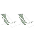 Beliani-ANZIO|AVELLINO-Ligstoel doek set van 2-Groen Patroon-Polyester