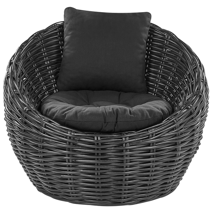 Beliani - LERICI - Tuinstoel - Zwart - Rotan