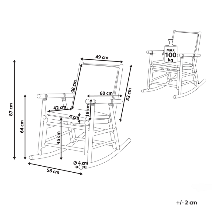 Beliani - FRIGOLE - Schommelstoel - Lichte houtkleur - Bamboehout