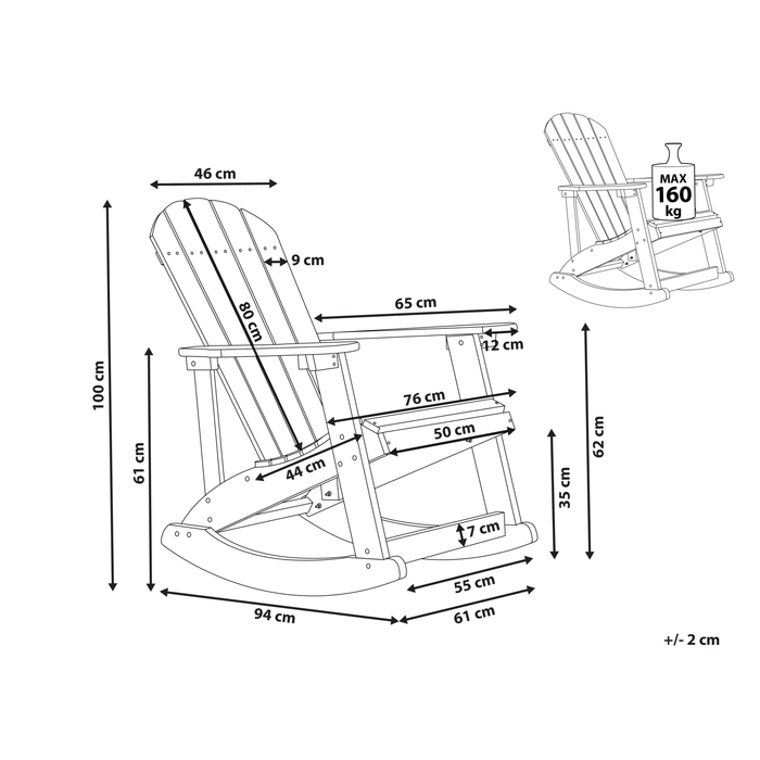 Beliani - ADIRONDACK - Schommelstoel - Rood - Kunsthout