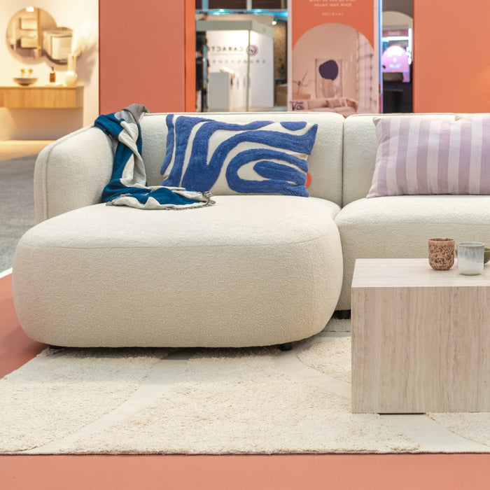 by fonQ Soft Ottomane Bank Rechts - Bouclé - Crème