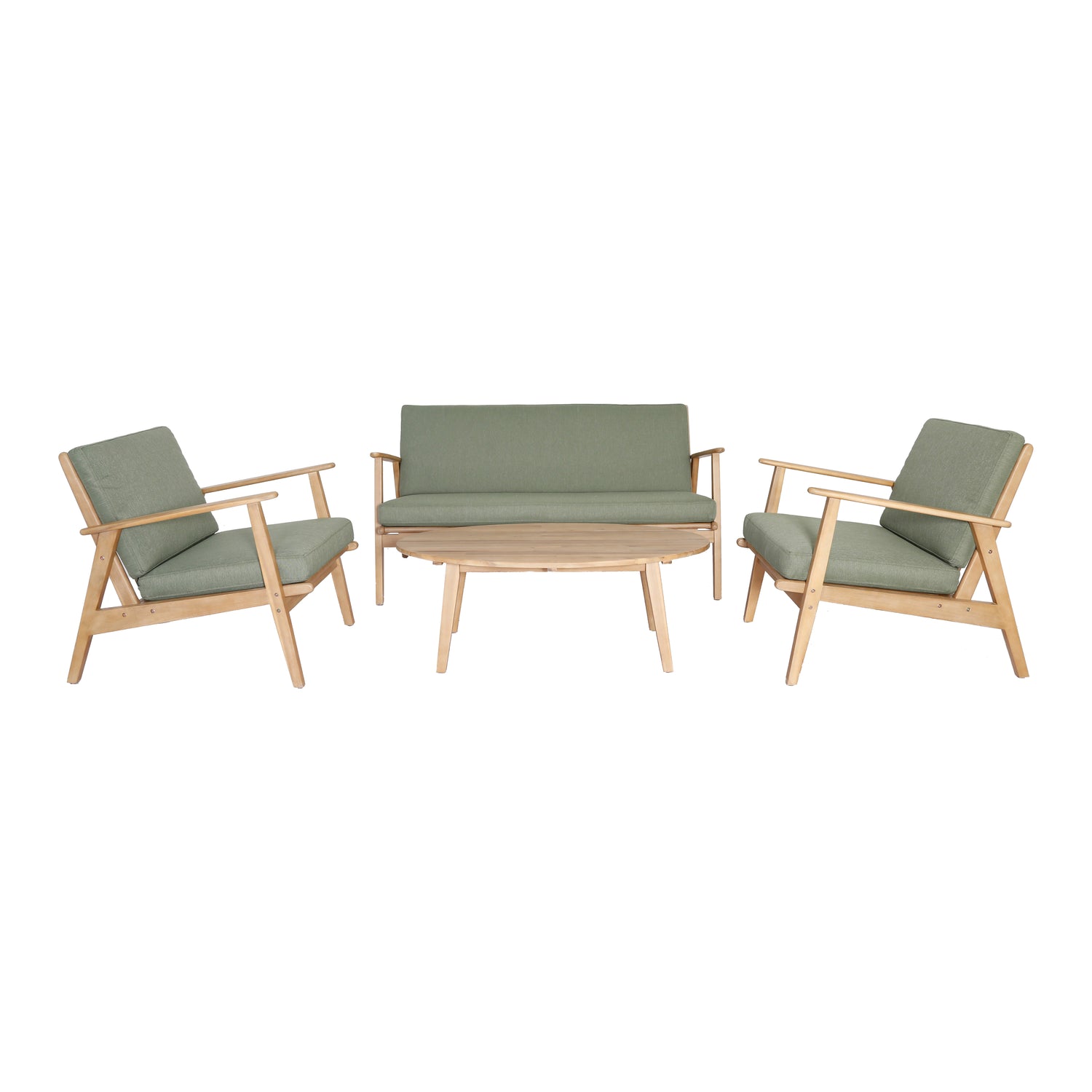 by fonQ Olive Loungeset 2-Zitsbank en Tuinstoelen Acaciahout
