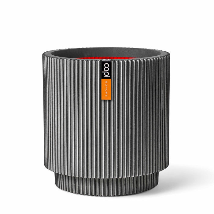 Capi Europe Vaas cilinder Groove NL - 41x43 - Antraciet