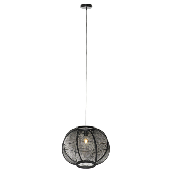 QAZQA Oosterse hanglamp zwart stof 48 cm - Rob