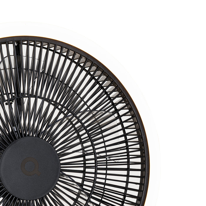 QAZQA Vloerventilator tripod zwart incl. LED 3-staps dimbaar - Meric