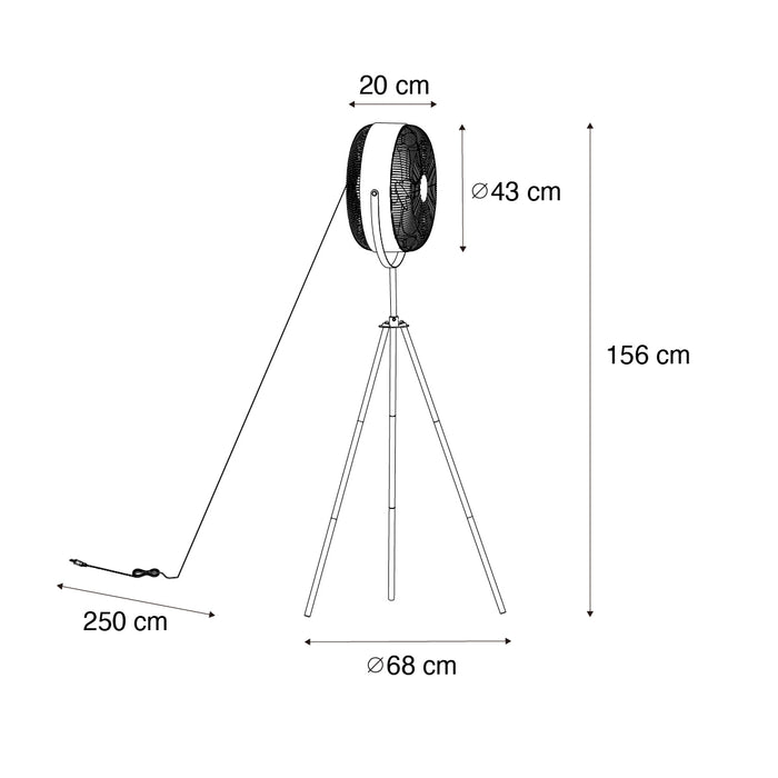 QAZQA Vloerventilator zwart met goud  4-lichts dimbaar - Kim